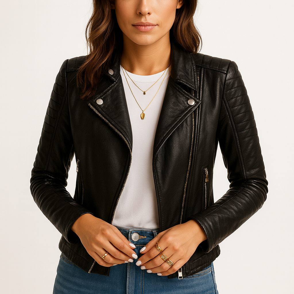 Black PU Material Jacket with Collar | Sleek and Timeless Outerwear