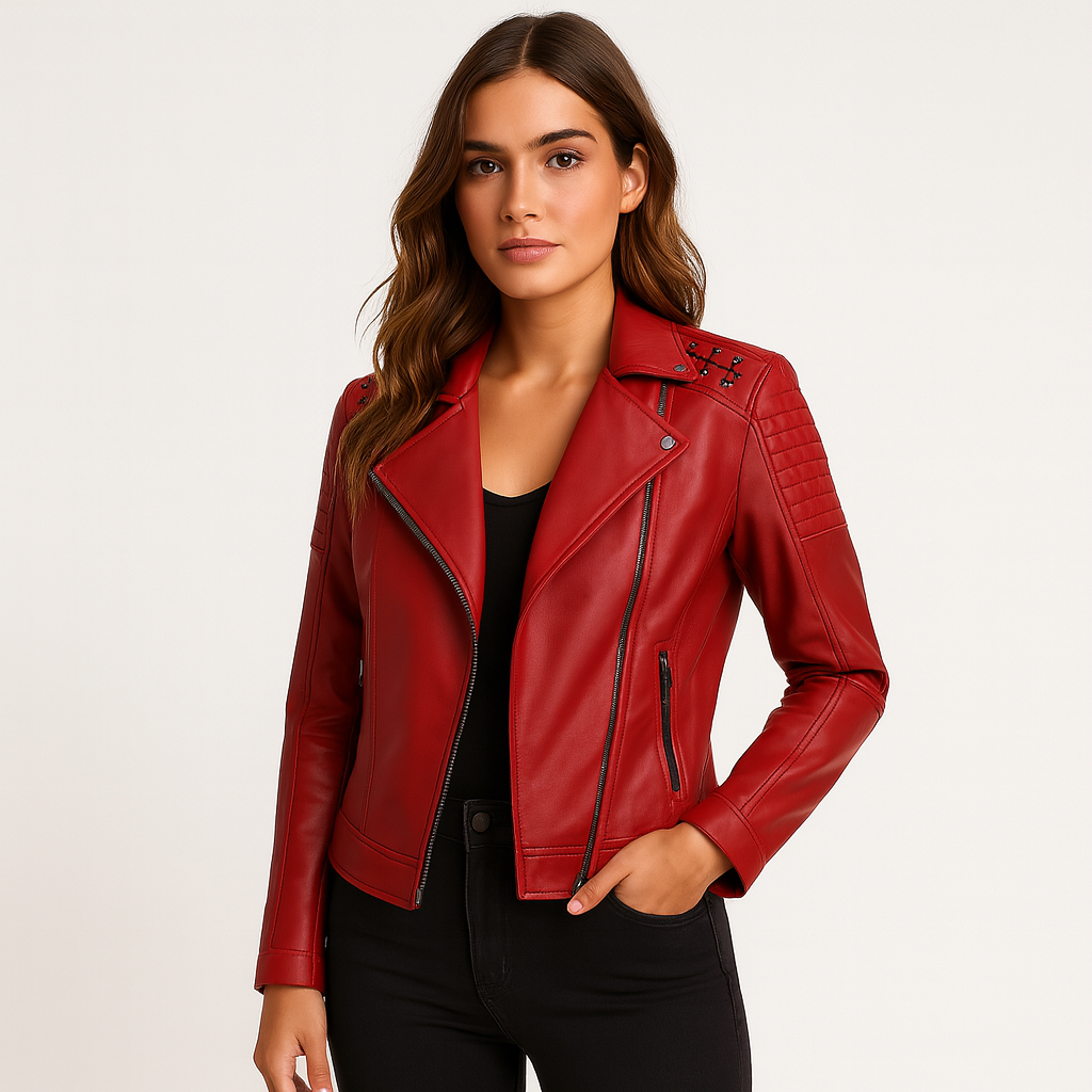 Fitted PU Material Jacket with Standing Collar | Elegant and Modern Style
