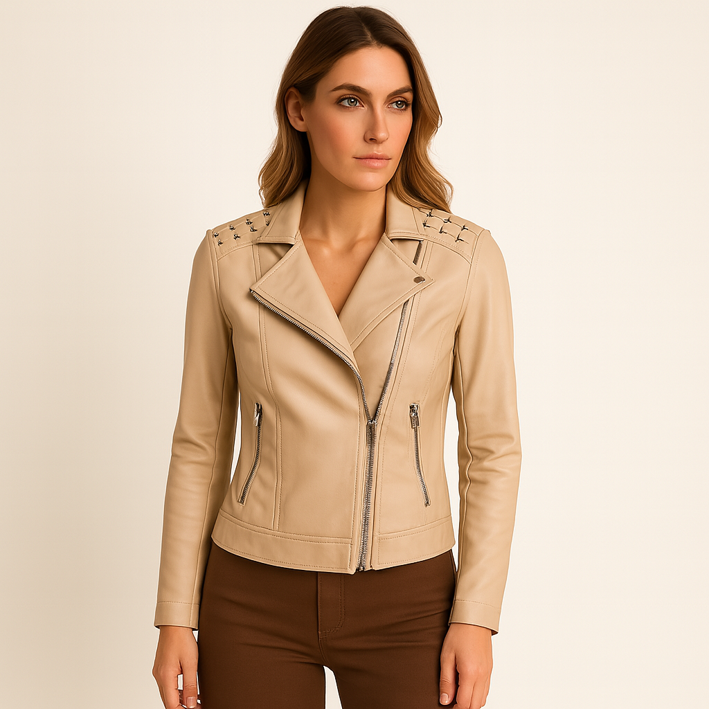 Fitted PU Material Jacket with Standing Collar | Elegant and Modern Style