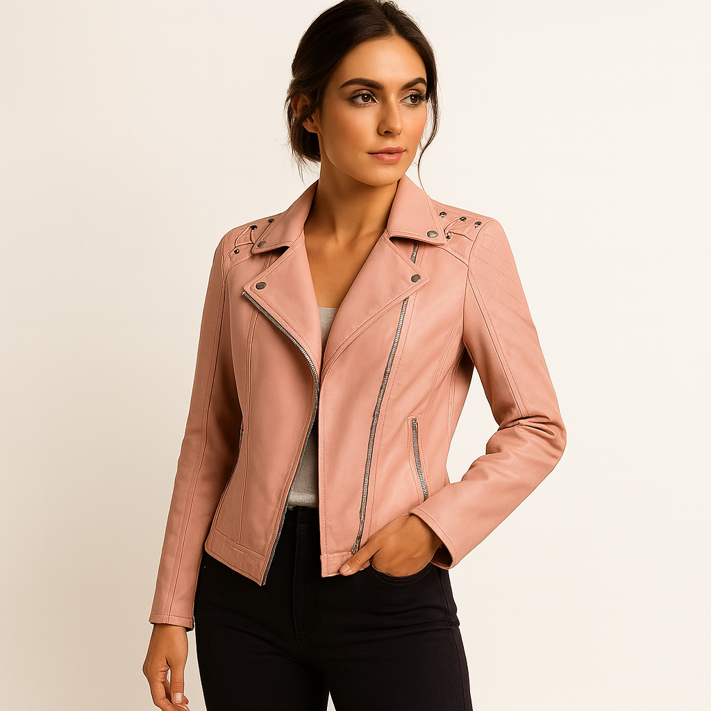 Fitted PU Material Jacket with Standing Collar | Elegant and Modern Style